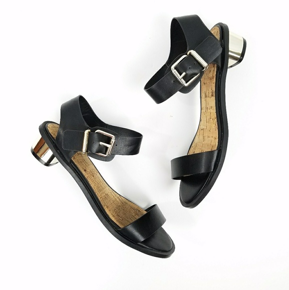 Cato Shoes - Black Faux Leather Gold Heel Sandals